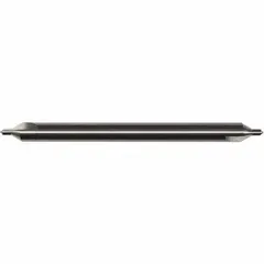 This KEO center drill is a double-end plain-tip tool, size #1, with a 60° included angle and 6-inch overall length. It is made from AlTiN coated carbide for wear resistance. Used in machining to create precise conical starting holes for lathe centers or subsequent drilling operations, ensuring concentricity and reducing runout.