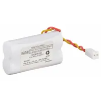 Nickel-metal hydride battery with 2.4 V voltage and 1,300 mAh capacity. Designed for use in emergency exit signs and lighting fixtures requiring a 2.4 V NiMH power source. Compatible with EV2 model