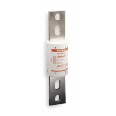 Bolt-on body time-delay fuse from the A4BY series, rated 2.5 kA at 600 V AC and 300 V DC. Provides overcurrent protection in industrial electrical systems such as switchgear and motor control centers.