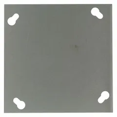 Square floor drain cover made of galvanized carbon steel with a silver finish. Features a screw-in connection type and 8-inch overall width. Suitable for use in commercial and industrial floor drain applications where a flush-mounted, corrosion-resistant cover is required.