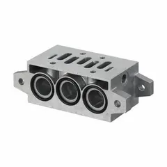 Manifold segment from the Aventics 581 series, used in pneumatic control systems to consolidate multiple valve functions into a single assembly. Commonly applied in industrial automation, packaging, and material handling equipment for efficient air distribution.