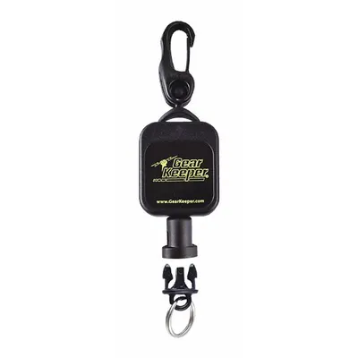 GEARKEEPER Key Retractor: 4 Key Capacity, 3/8 in Key Ring Dia, Nylon, Black - Retractable Key Clips & Reels