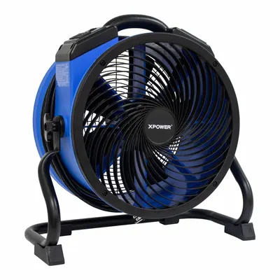 XPOWER Axial Blower: 2,100 cfm, 1/4 hp, Pivoting Frame, 115V AC, 4 Speeds, Blue - Portable Fans