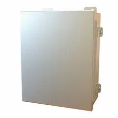 This HAMMOND stainless steel enclosure measures 10 x 8 x 4 inches and is rated NEMA 12/13/3R/4/4X for protection against dust, water, and corrosion. It features clamp closure and includes an inner panel. Typical applications include housing electrical controls, terminals, and instruments in indoor or outdoor industrial environments.