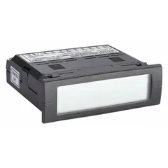 This DC voltage digital panel meter from the R312 series features a 1,999-count gray LCD display with +/-0.1% of Reading +/-1 Count accuracy. It accepts 85-250 V AC power supply and includes mounting brackets with screw clamp terminals. Suitable for measuring and displaying DC voltage in control panels, test equipment, and automation systems.