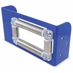 This roller guide assembly is designed for T Series spring-return hose reels with a 6-inch reel width. It features a stainless steel roller and a blue steel bracket, with multi-direction return capability to reduce hose wear and tangling. Suitable for guiding hose in industrial environments such as machining, material handling, and pneumatics.