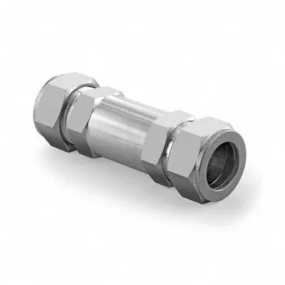 HAM-LET Check Valve: Poppet, Inline Valve Body, 1/2 in Pipe Size, Let-Lok x Let-Lok - Stainless Steel Instrumentation Poppet Check Valves