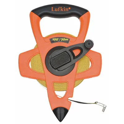 CRESCENT LUFKIN Long Tape Measure: Manual, FM030CME, Metric/SAE, 100 ft / 30 m, 1/8 in/1 cm - Open-Reel Long Tape Measures
