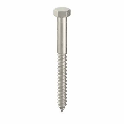 FOREVERBOLT Hex Head Lag Screw: 3/8 in Size, 4 in Lg, Stainless Steel, NL-19 - 18-8 Stainless Steel Hex Head Lag Screws