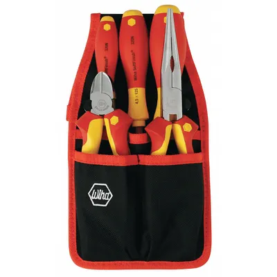 WIHA Insulated Tool Kit: Insulated, 5 Total Pcs, Drivers and Bits/Pliers - Tool Sets with Tool Pouch