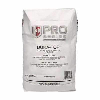H&C Concrete Resurfacer: Dura-Top, Cement, 50 lb Container Size, Bag - Concrete Resurfacers