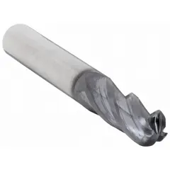 This carbide ball end mill features a TiAlN coating and four flutes. With an 11/32" mill diameter, 1" length of cut, and 2-1/2" overall length, it is suited for general-purpose contouring, profiling, and 3D machining of metals.