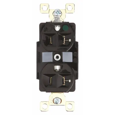 BRYANT Receptacle: Hospital Grade Fed. Spec., Duplex, 5-20R, Brown, 125V AC, 20 A - General Purpose Receptacles