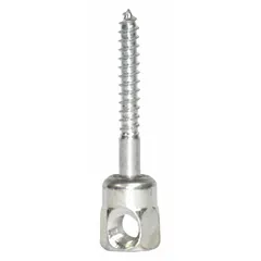 Steel rod hanger with zinc plating, designed for horizontal mounting on wood. Features a 1/4 in screw size and external hex drive. Used to suspend threaded rod for supporting piping, conduit, or ductwork. Supplied in a 25-pack.