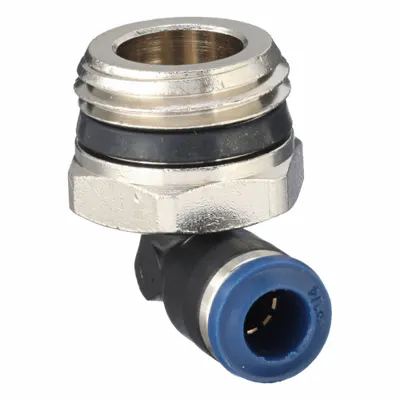 AIGNEP USA Push-Fit Elbow Fitting: 1/4 in OD x 1/2 in Pipe Size - Nylon & Nickel-Plated Brass Tube Fittings