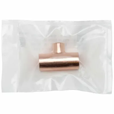 STREAMLINE Sweat Fitting Tee: 1/4 in CTS x 1/8 in CTS x 1/8 in CTS, Cup x Cup x Cup - Clean & Bagged Wrot Copper Tube Fittings