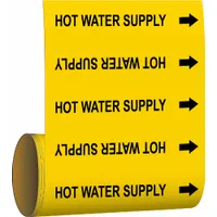 Pipe Marker: Hot Water Supply, Yellow, Black, Fits 2 in and Smaller Pipe O.D., 30 Pipe Markers (MPN 41466)
