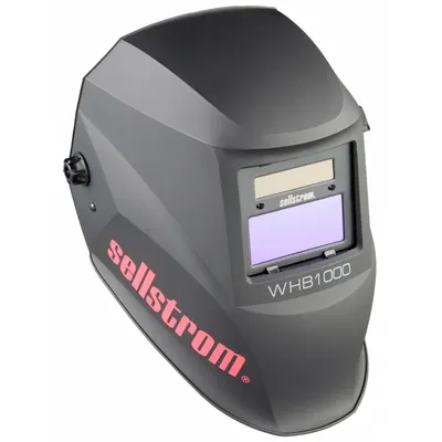 SELLSTROM Welding Helmet: Auto-Darkening, 2 Arc Sensors, Black, W9 to W13, 3.54 in x 1.57 in - Auto-Darkening Welding Helmets - Solid Color