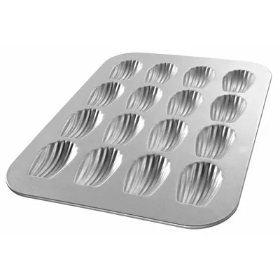 CHICAGO METALLIC Madeleine Pan: Aluminized Steel, 16 Slots, 11 1/8 in Overall Wd - Cupcake & Muffin Pans