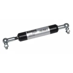 This traction pulling gas spring provides 200 lbf of controlled pulling force for counterbalancing or assisting movement in industrial equipment. It features an M8 rod thread size and a 21 27/32 in extended length. Elbow end fittings are included for installation. Typical applications include machinery access panels, hatches, and lifting mechanisms requiring smooth, damped retraction.