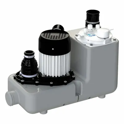 SANIFLO Sink Drain Pump System: 2.7 gal, 1 hp, 120V AC, 44 ft Max. Head, 8.3 A - High-Temp Sink Drain Pump Systems