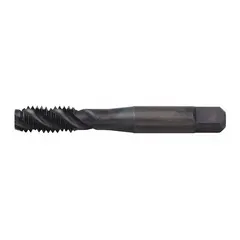 This spiral-flute tap is designed for threading blind holes in ferrous and non-ferrous materials. The spiral flute design evacuates chips upward, preventing clogging in bottoming applications. It features a 7/16"-14 UNC thread size, H3 / 3B tolerance, 3 flutes, and a bottoming chamfer. Suitable for general-purpose tapping in manufacturing and maintenance operations.