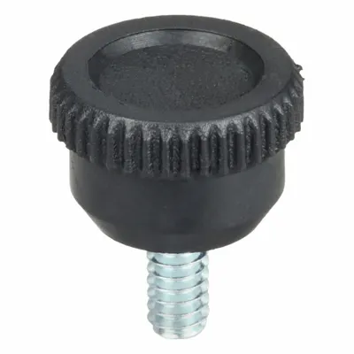 INNOVATIVE COMPONENTS Hand Knob: Knurled, Plastic w/ Steel Thread, #10-24 Thread, 0.375 in Thread Lg - Knurled Knobs with Threaded Stud