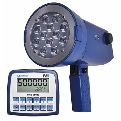 MONARCH Digital Stroboscope: 0.01 fpm, LCD, 500,000 fpm, 30 fpm, 3,000 usec Max Flash Duration - High-Output LED Stroboscopes