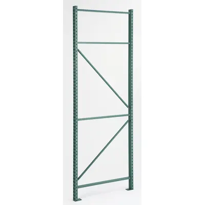 STEEL KING Upright Frame: Teardrop, 8 ft Overall Ht, 42 in x 3 in, Green, Steel - Steel King Impact-Resistant Teardrop Pallet Rack Uprights