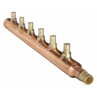 ZURN PEX PEX Manifold: Copper, 3/4 in, 1/2 in, 1 Inlets, 6 Outlets, 160 psi Max Op Pressure (MPN QCM43-6GX)