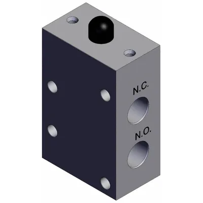 SMC Shuttle Valve: VM400 Series, Basic Plunger Actuator, 3 Ports, 1/8 in NPT - VM Series Manual Air Control Valves