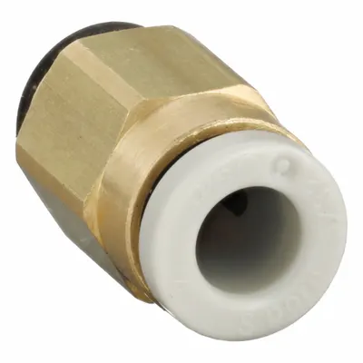 SMC Push-Fit Adapter Fitting: 4 mm OD x 5 mm Pipe Size, Push-to-Connect x Metric - Polybutylene & Brass Tube Fittings