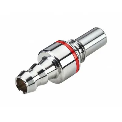 CPC Quick Connection Coupling: Straight, 3/8 in ID Size, Warm Red, Barbed/Quick Disconnect - Chrome-Plated Brass Quick-Disconnect Tube Fittings