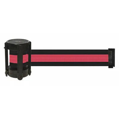 TENSABARRIER Barrier Post with Belt: Black/Red, 4 in Overall Ht, 7 1/2 ft Belt Lg - Replacement Belt Cassettes