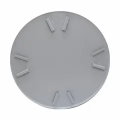 Steel trowel pan designed for use with non-overlapping ride-on power trowels. Used to finish and smooth freshly poured concrete surfaces, providing a dense, flat finish. 46 inches wide.
