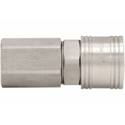 SPEEDAIRE Quick Connect Hose Coupling: 1/2 in Body Size, 3/8 in Hose Fitting Size - Asian-Style High-Flow Stainless Steel Quick-Connect Air Coupling Bodies