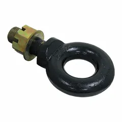 Forged steel lunette ring with 5 1/2 in ring diameter and 6 in overall length. Used for connecting trailers to pintle hitches in heavy-duty towing applications.