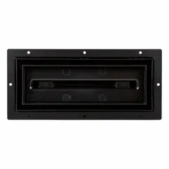 This FITTES floor register is designed for one-way airflow in HVAC systems, suitable for installation in floors, ceilings, or walls. It features a decorative black uncoated finish and non-adjustable blades. Dimensions: 5 1/8 in height, 11 1/8 in width.