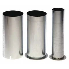Steel vent extension for sidewall venting of gas wall furnaces. Top mounting type with 9 in diameter and 9 in x 9 in x 9 in opening dimensions. Routes combustion gases to the exterior.