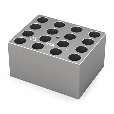 IKA Dry Block: Anodized Aluminum, 3 3/4 in Overall Wd, 3 in Overall Lg, 16 Wells - Dry Bath Blocks