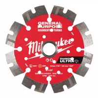 This 4-1/2 in diameter diamond blade is designed for wet or dry cutting of block, brick, pavers, rebar, and stone. Suitable for use with masonry saws in construction and demolition applications