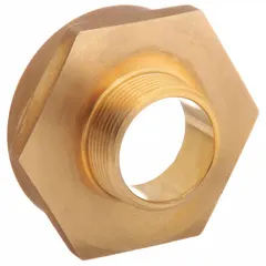 This brass rigid adapter connects fire hoses with NH threads to NPT-threaded standpipes or hydrants. Straight configuration for direct inline connections. Used in fire protection systems and municipal hydrants.