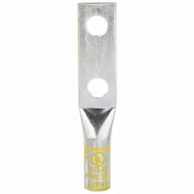 3M Compression Lugs: For 250 kcmil, Stranded Wire, 1/2 in Stud Size, Long - Two-Hole Compression Lugs