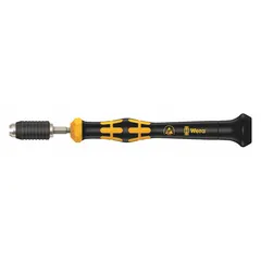 Click-type preset torque bit screwdriver with a torque range of 0.05 N-m to 0.125 N-m. Designed for precision fastening in assembly, maintenance, and quality control tasks where consistent torque is required.