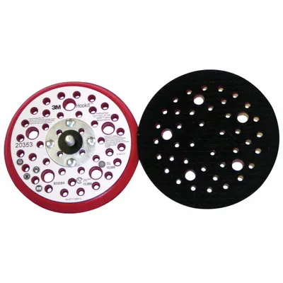 3M Low Profile Hook-and-Loop Disc Backup Pad: 5 in Dia x 3/8 in T - Threaded-Shank Vacuum-Hole Sanding Disc Backing Pads
