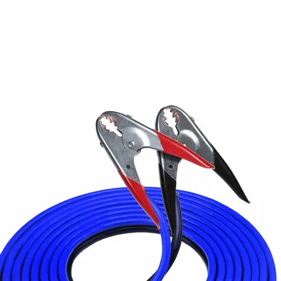 BAYCO Booster Cable: Crimped, 4 AWG, Parrot Jaw, 20 ft Cable Lg, Black/Blue - Clamp Jumper Cables