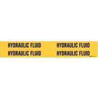 Pipe Marker: Hydraulic Fluid, Yellow, Black, Fits 3/4 to 2 3/8 in Pipe O.D., 4 Pipe Markers (MPN 8789-4)