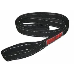 Single-ply nylon web sling with twisted-eye ends for secure lifting and rigging. Rated for 3,200 lb vertical hitch capacity with a 10 ft length. Features a wear-resistant tag for identification. Suitable for general industrial lifting applications where abrasion resistance is required.