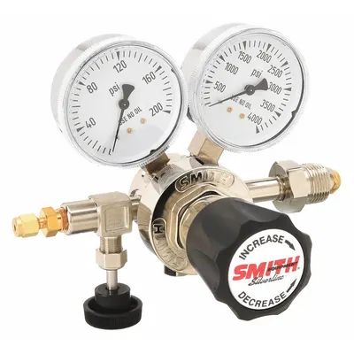 SMITH EQUIPMENT High Purity Gas Regulator: Single Stage, CGA 580 Inlet, 1/8" Tube Outlet - High-Purity Air & Inert Gas Regulators