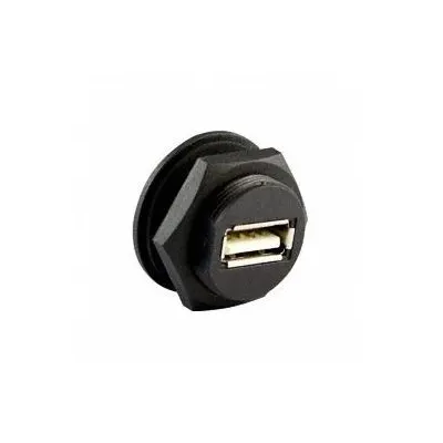 FINECABLES Connector: Industrial, Phosphor Bronze, -20°C to 80°C, USB 2.0, Black, Panel - USB Connectors